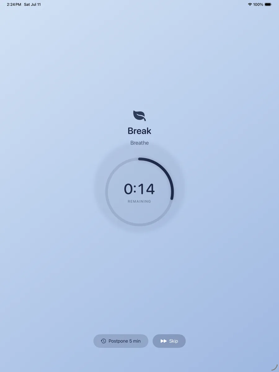 The same break, at the same moment, on iPad