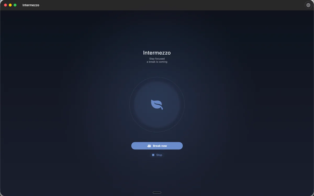 The Intermezzo window on a Mac, counting down to the next break
