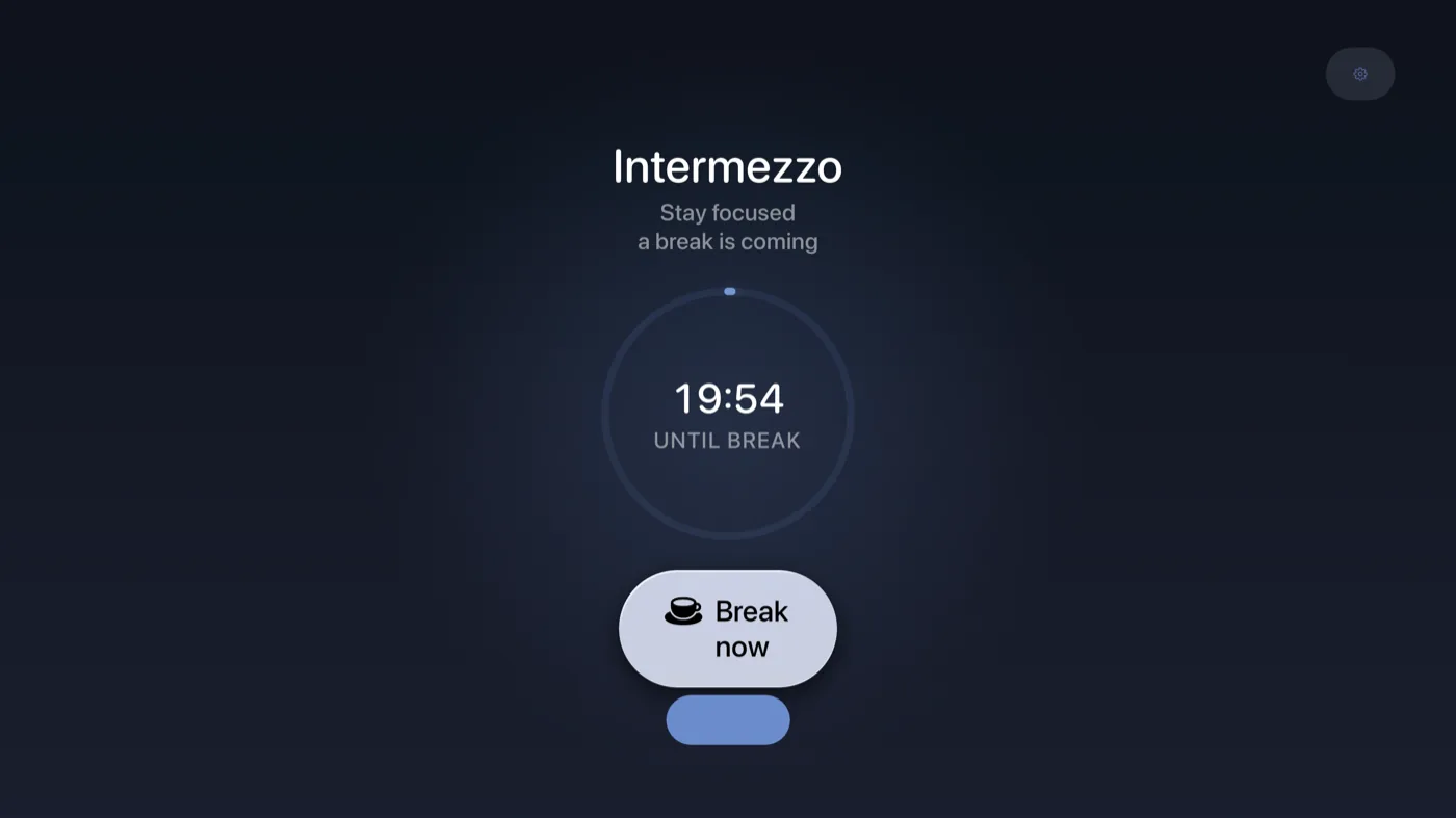 Intermezzo counting down to the next break on Apple TV