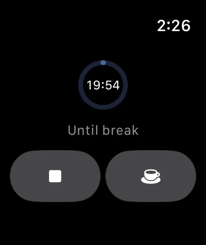 Intermezzo counting down to the next break on Apple Watch